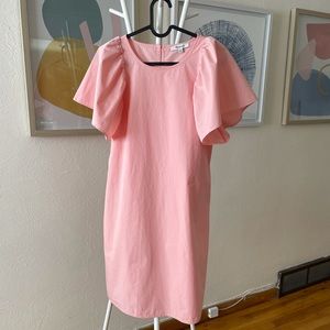 Madewell Poplin Flutter Sleeve Dress Pink